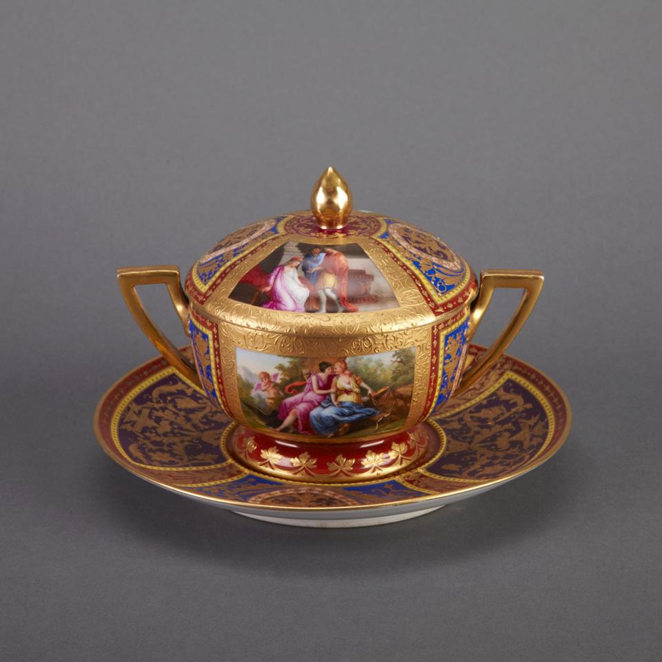 ‘Vienna’ Covered Two-Handled Cup and Stand, late 19th century