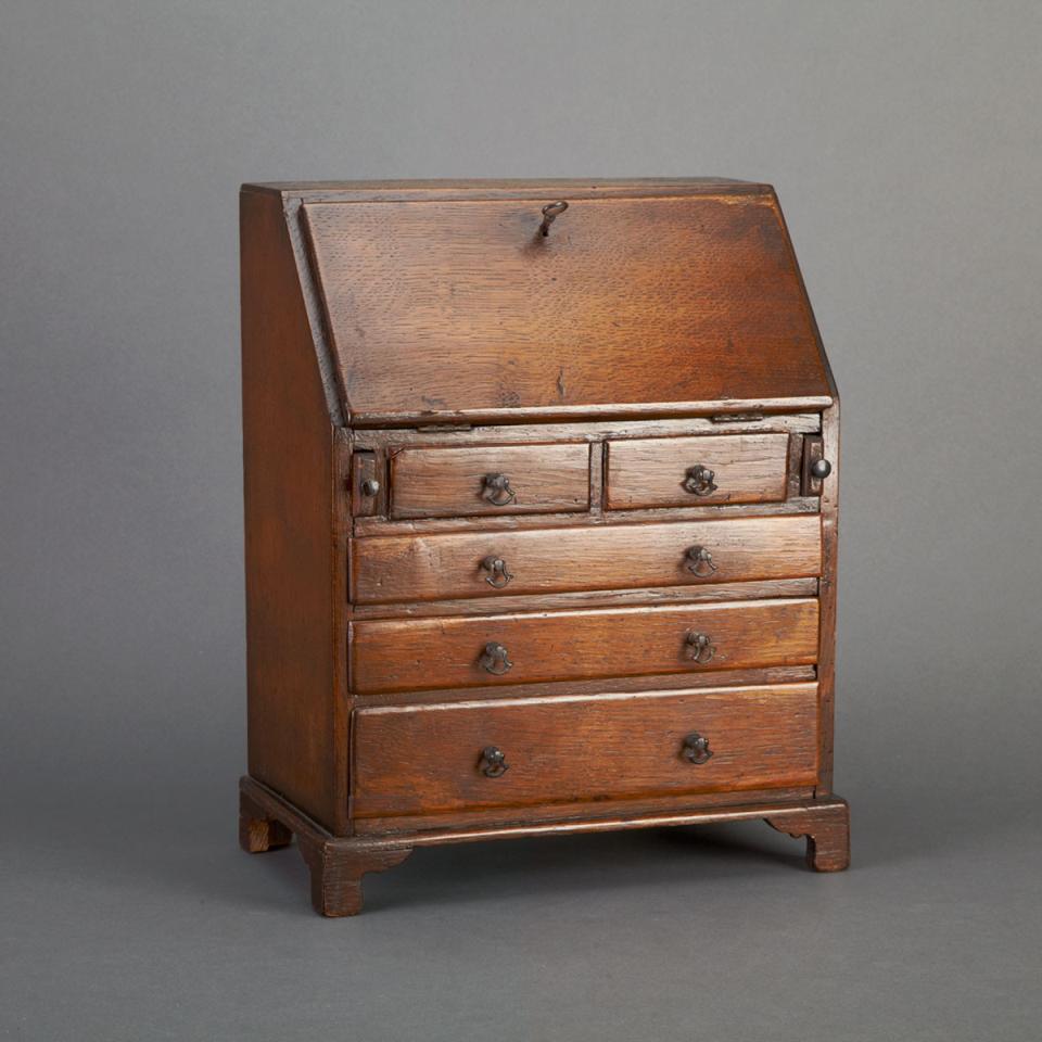 Miniature George III Style Oak Slant Front Desk, c.1850