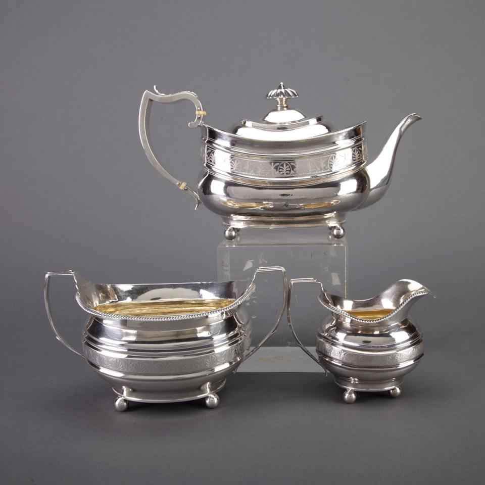 George III Silver Tea Service, Alexander Hewat and Jeremiah Garfield, London, 1811/17