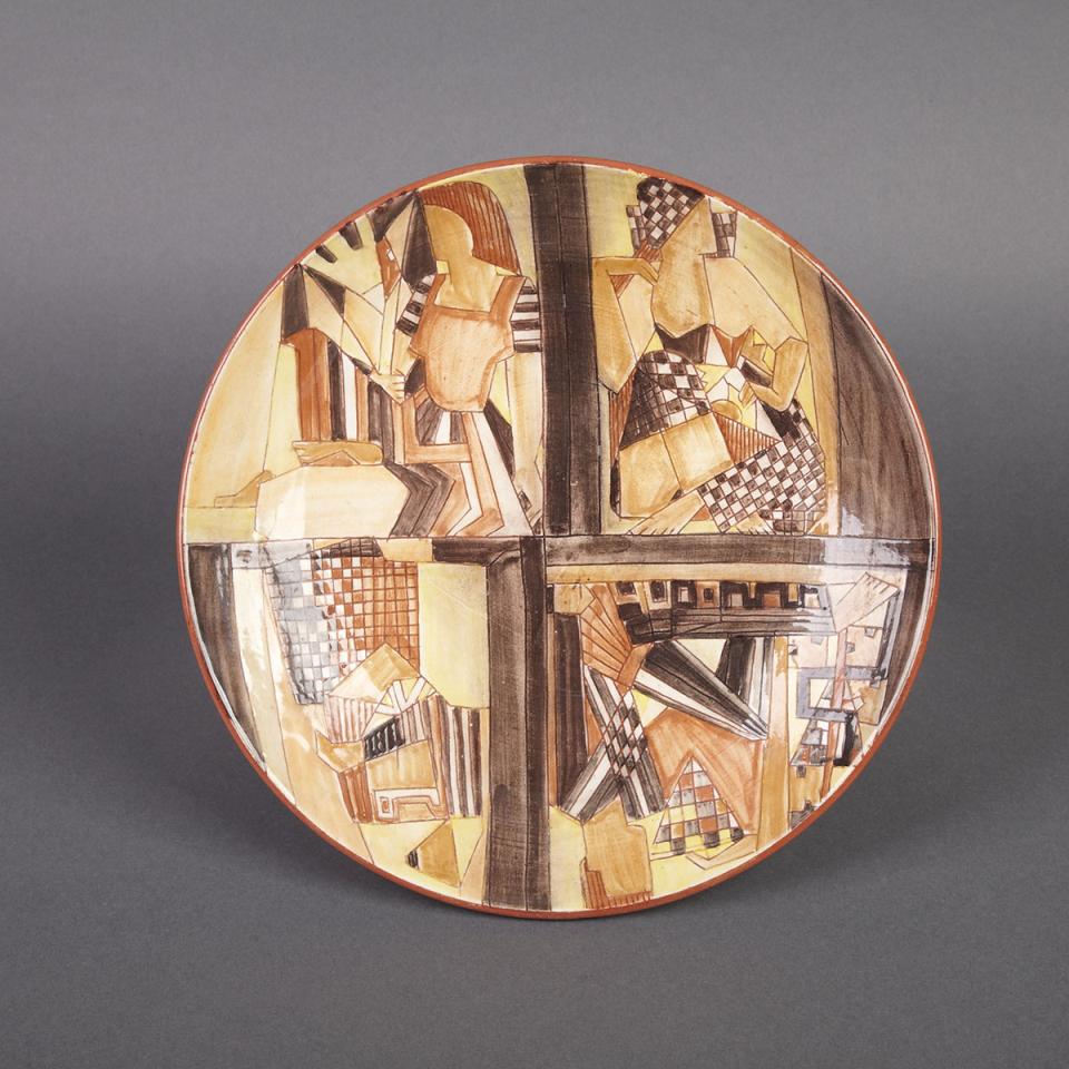 Brooklin Pottery Circular Plaque, Theo and Susan Harlander, mid-20th century