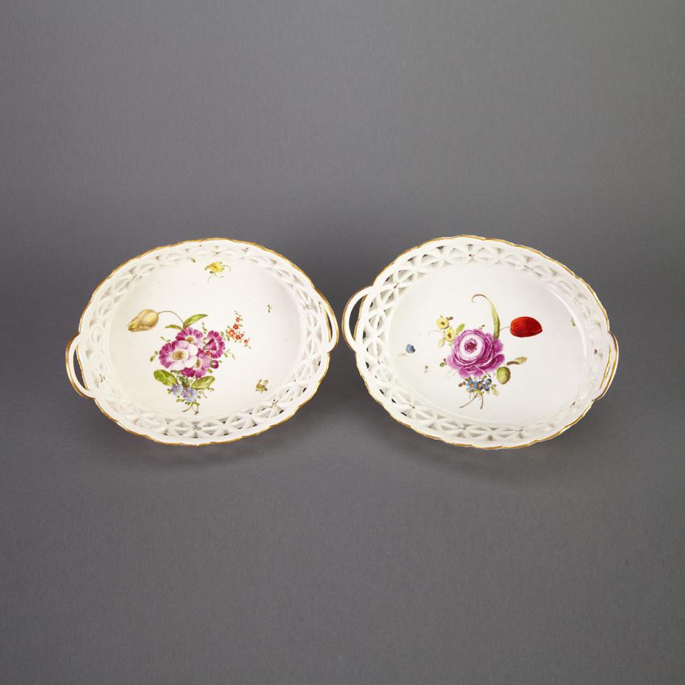 Pair of Ludwigsburg Two-Handled Oval Baskets, c.1780