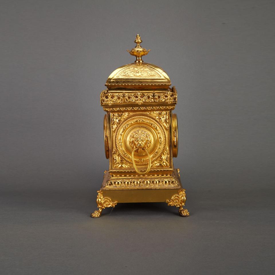 French Renaissance Style Gilt Bronze Table Clock, 19th century