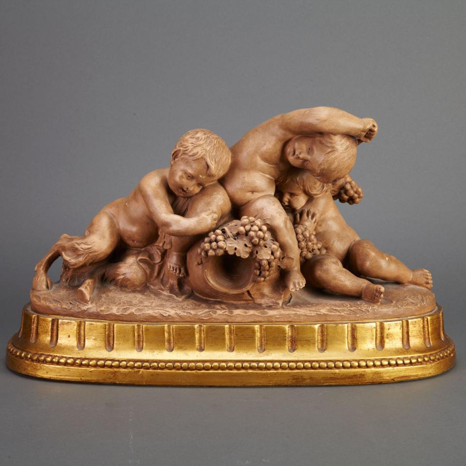 Louis XVI Style Terra Cotta Group in the Manner of Clodion, mid 20th century