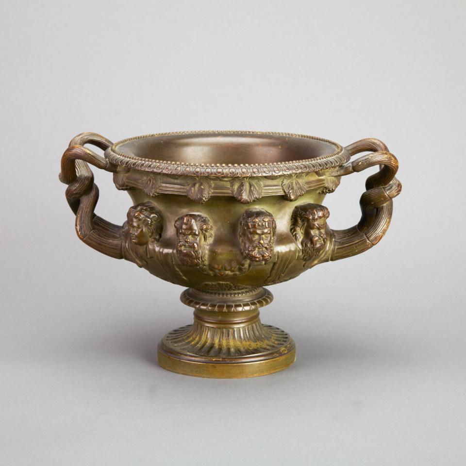 After the Antique Belgian Bronze Model of the Albani Vase, 19th century