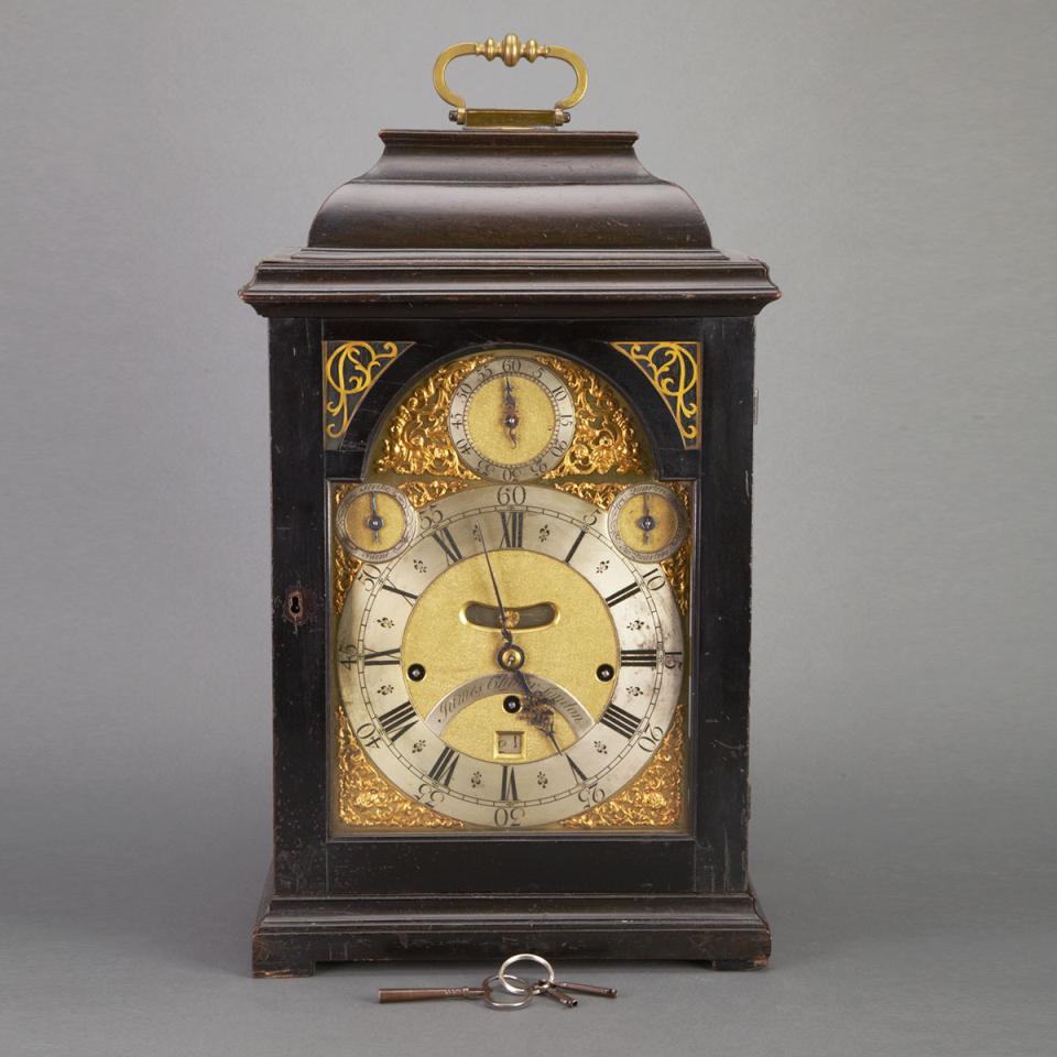 George II Ebonized Quarter Chiming Bracket Clock, James Chater, London, c.1760
