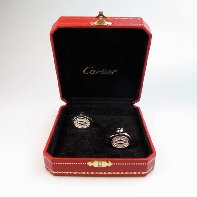 Pair Of French Cartier Sterling Silver Dumbbell Cufflinks