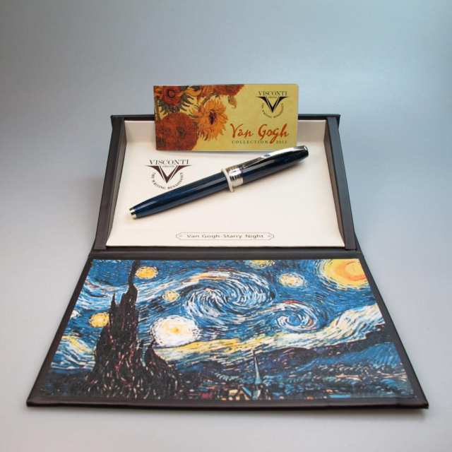 Visconti Van Gogh Starry Night Fountain Pen; medium point; resin barrel with chromed mounts
