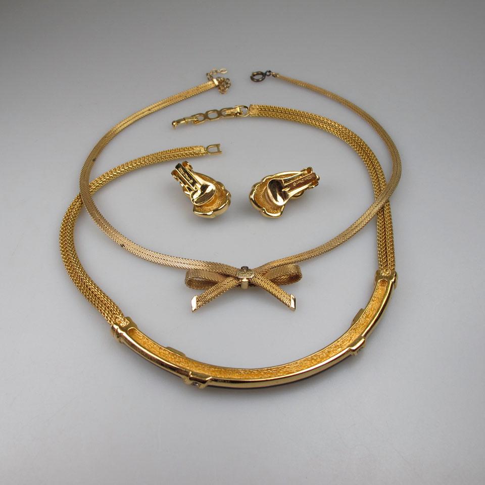 Christian Dior Gold-Tone Metal Necklace And Clip-Back Earrings
