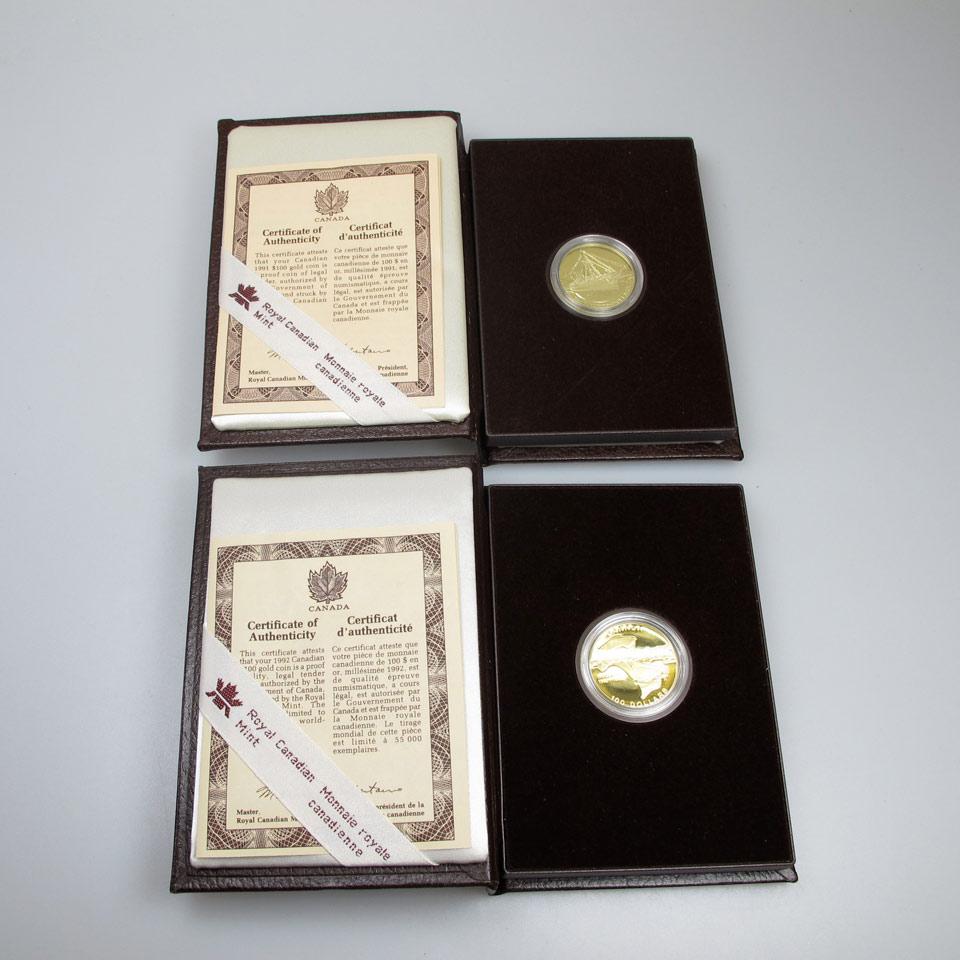 2 x Canadian $100 Gold Coins 