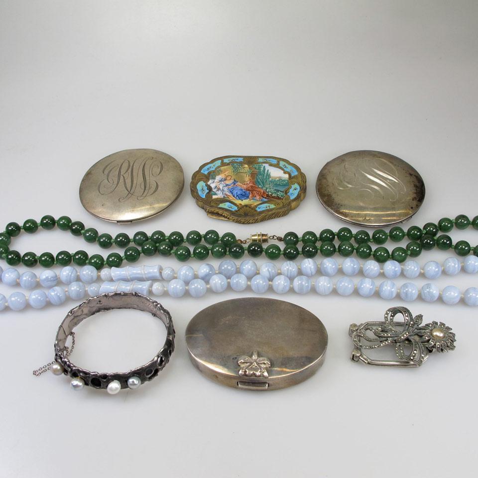Small Quantity Of Compacts And Bead Necklaces