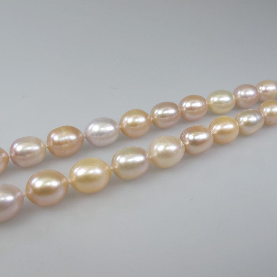 Signle Strand Of Barrel-Shaped Freshwater Pearls