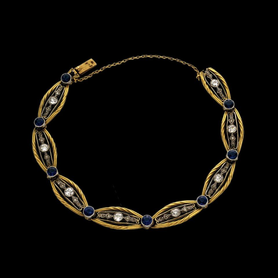 French 18k Yellow And White Gold Bracelet