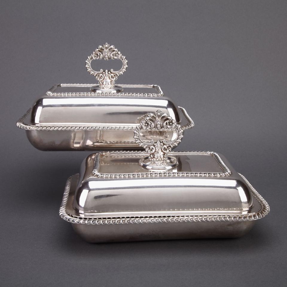 Pair of Sheffield Plate Rectangular Covered Entrée Dishes, c.1820