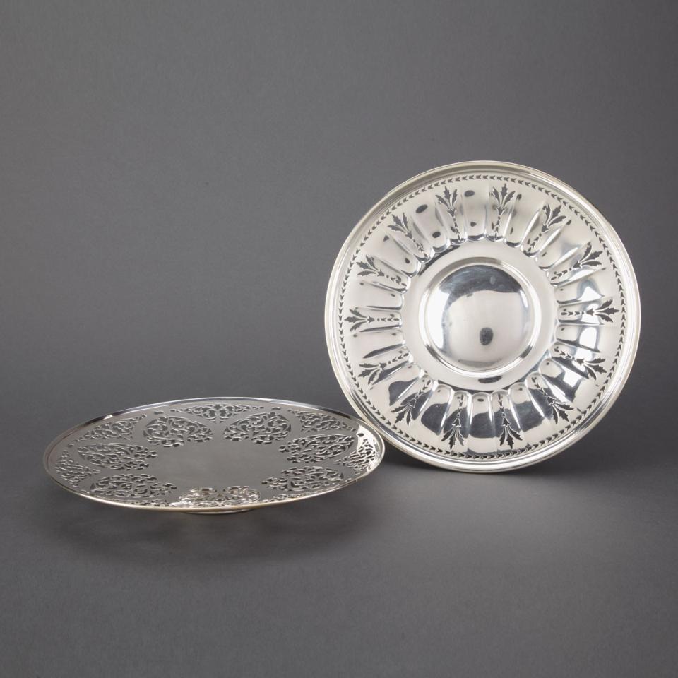 Two English Silver Pierced Cake Plates, Mappin & Webb, Sheffield,1926 and Charles S. Green & Co., Birmingham, 1926