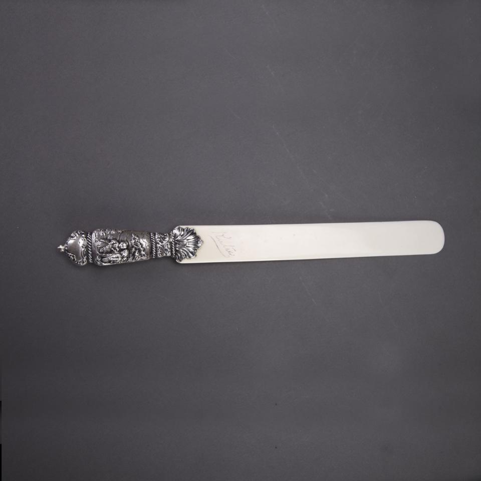 Victorian Silver and Ivory Paper Knife, William Comyns, London, 1897