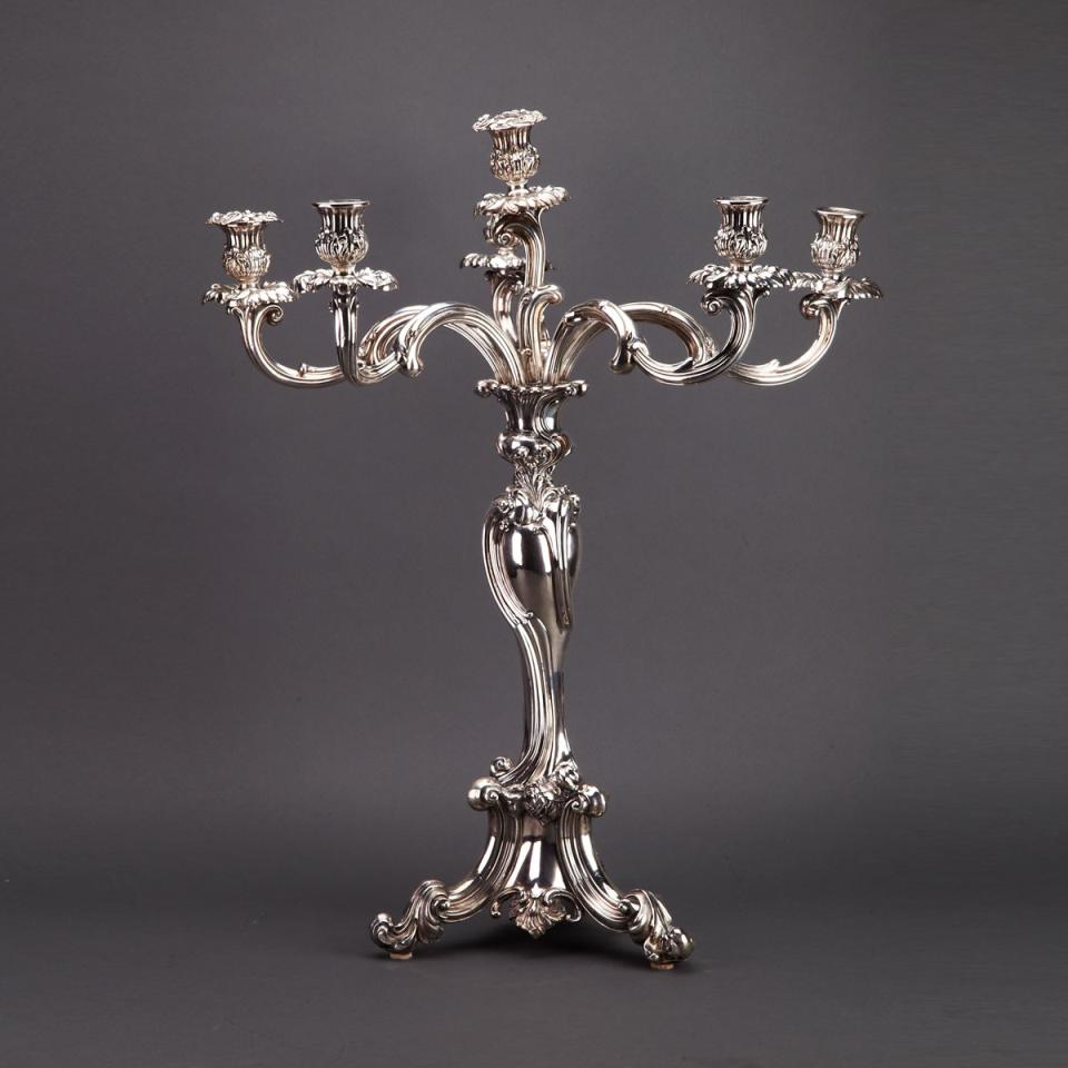 Large Victorian Silver Plated Six-Light Candelabrum, mid-19th century