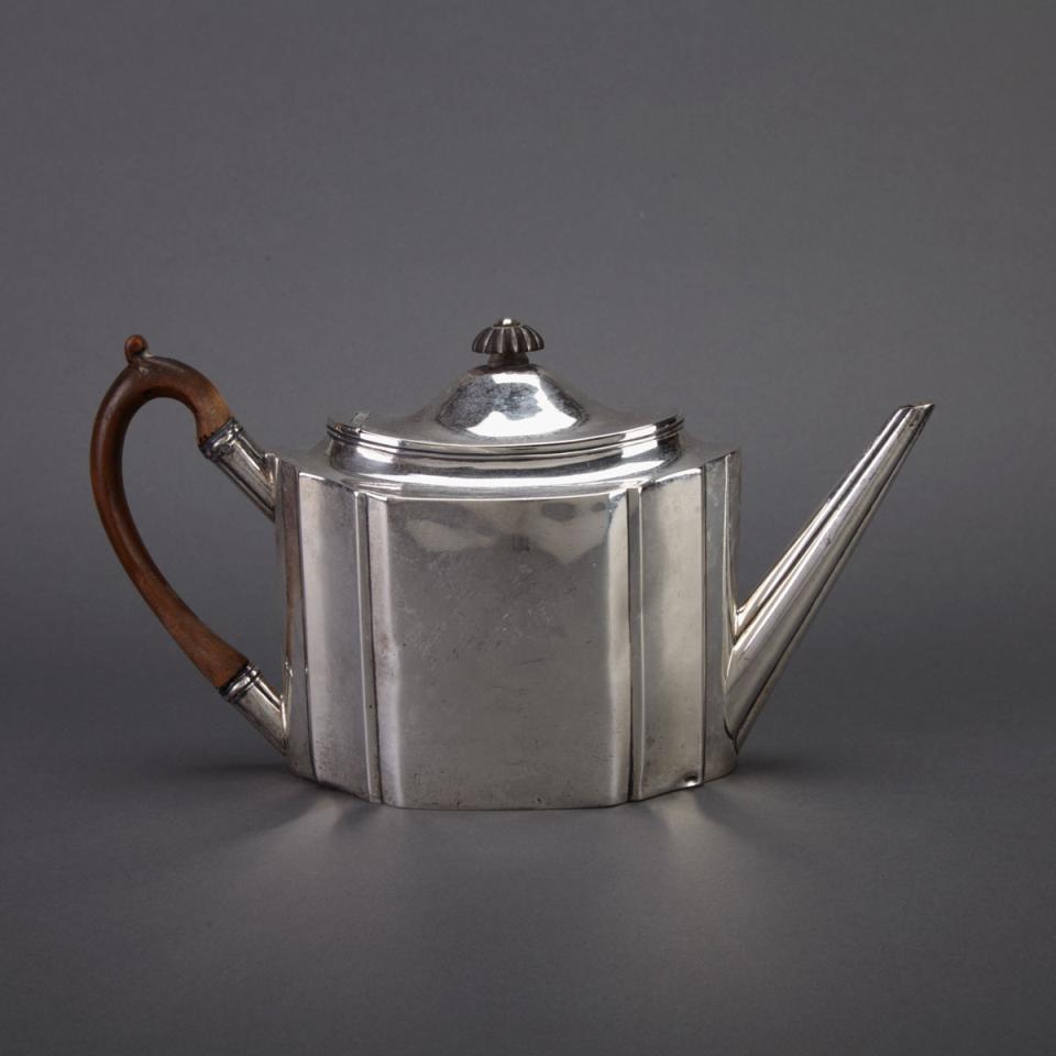 George III Silver Straight-Sided Oval Teapot, Robert & David Hennell, London, 1795