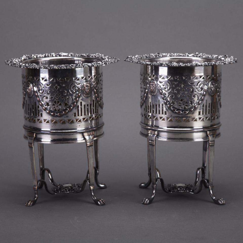 Pair of English Silver Plated Cachepots, c.1900