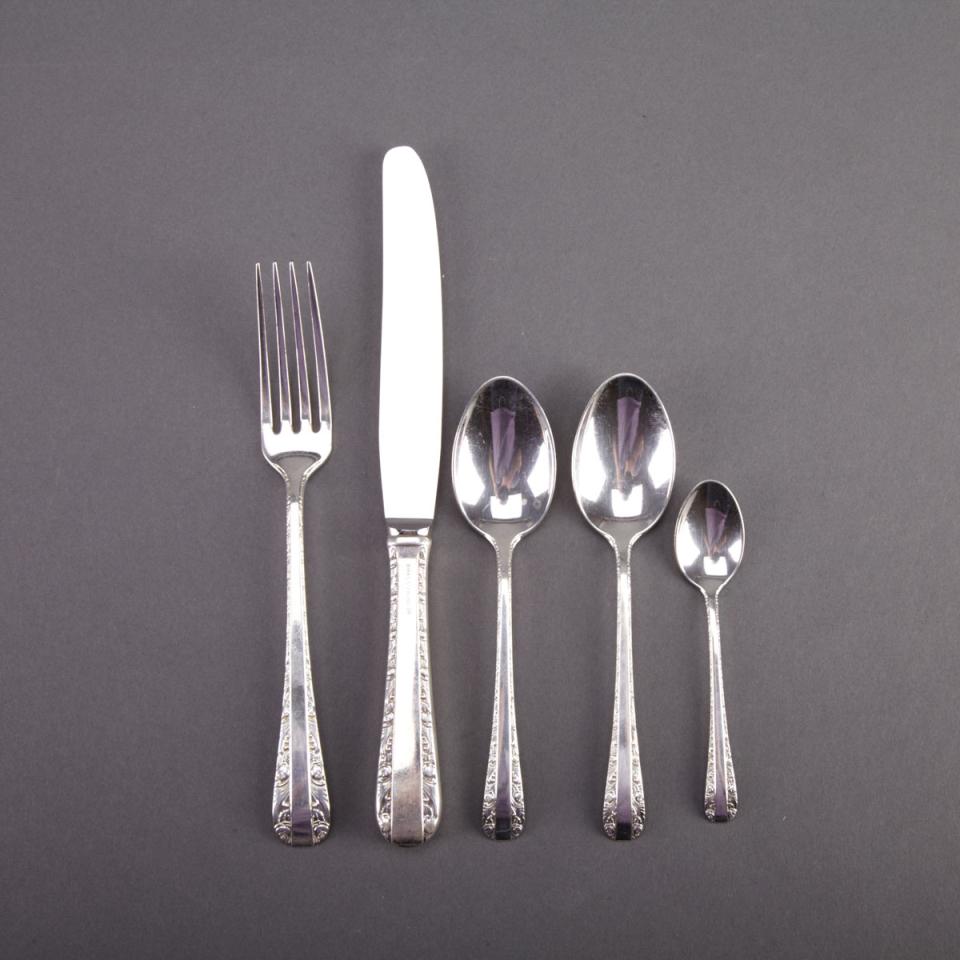 Canadian Silver ‘Rose Bower’ Pattern Flatware Service, Henry Birks  & Sons, Montreal, Que., 20th century