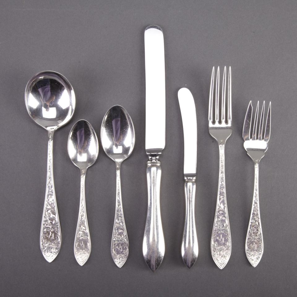 Canadian Silver ‘Tudor Scroll’ Pattern Flatware Service, Henry Birks & Sons, Montreal, Que., 20th century
