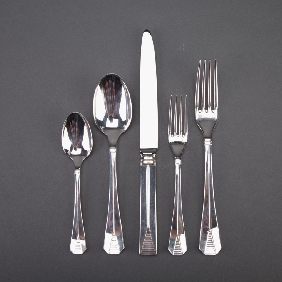 French Silver Plated Flatware Service, Christofle, 20th century