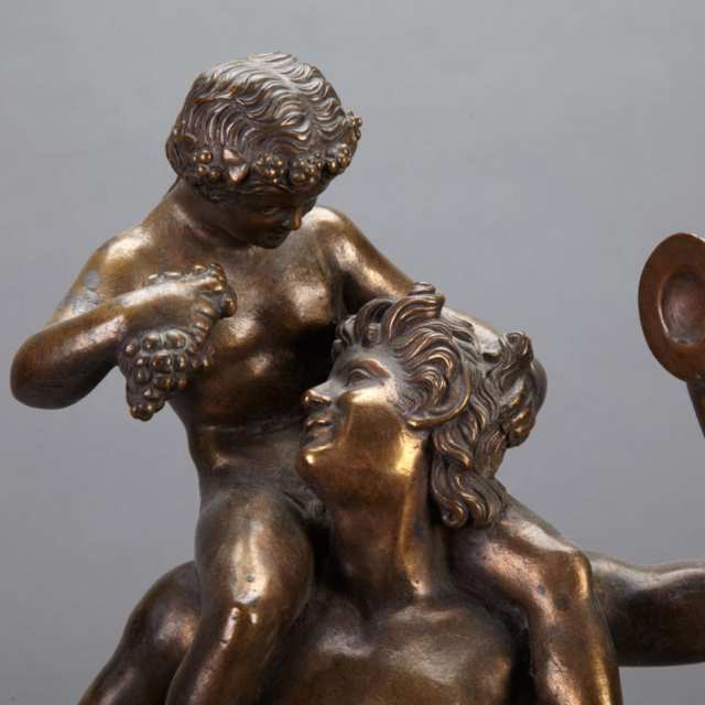 Neapolitan Gilt Bronze Group, Fauno et Bacco, early 20th century