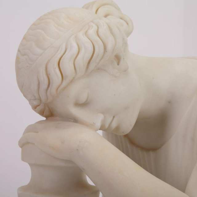 Italian Carved Marble Figure of a Young Woman, 20th century