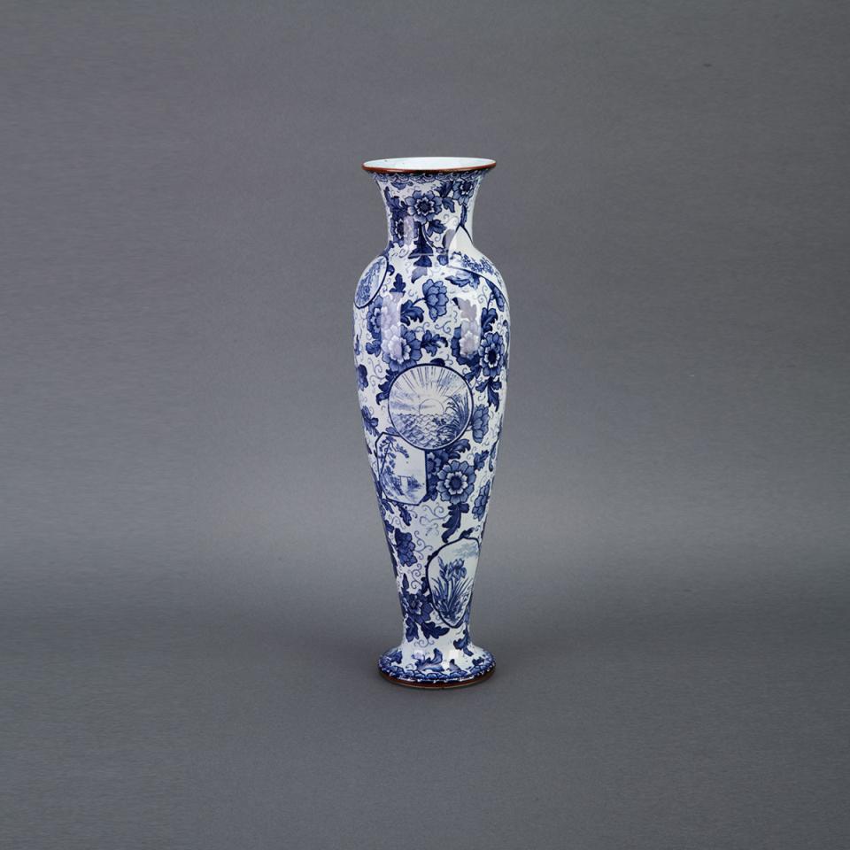 Royal Bonn Blue Printed ‘Tokio’ Pattern Vase, c.1900