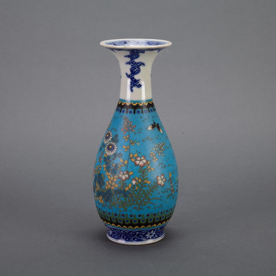 Japanese Totai Enamel Porcelain Baluster Vase, early 20th century