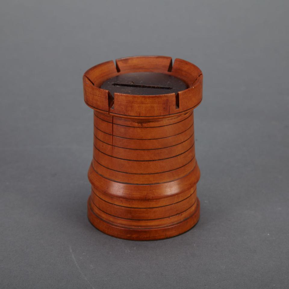Victorian Treen Rook-Form Penny Bank, 19th century