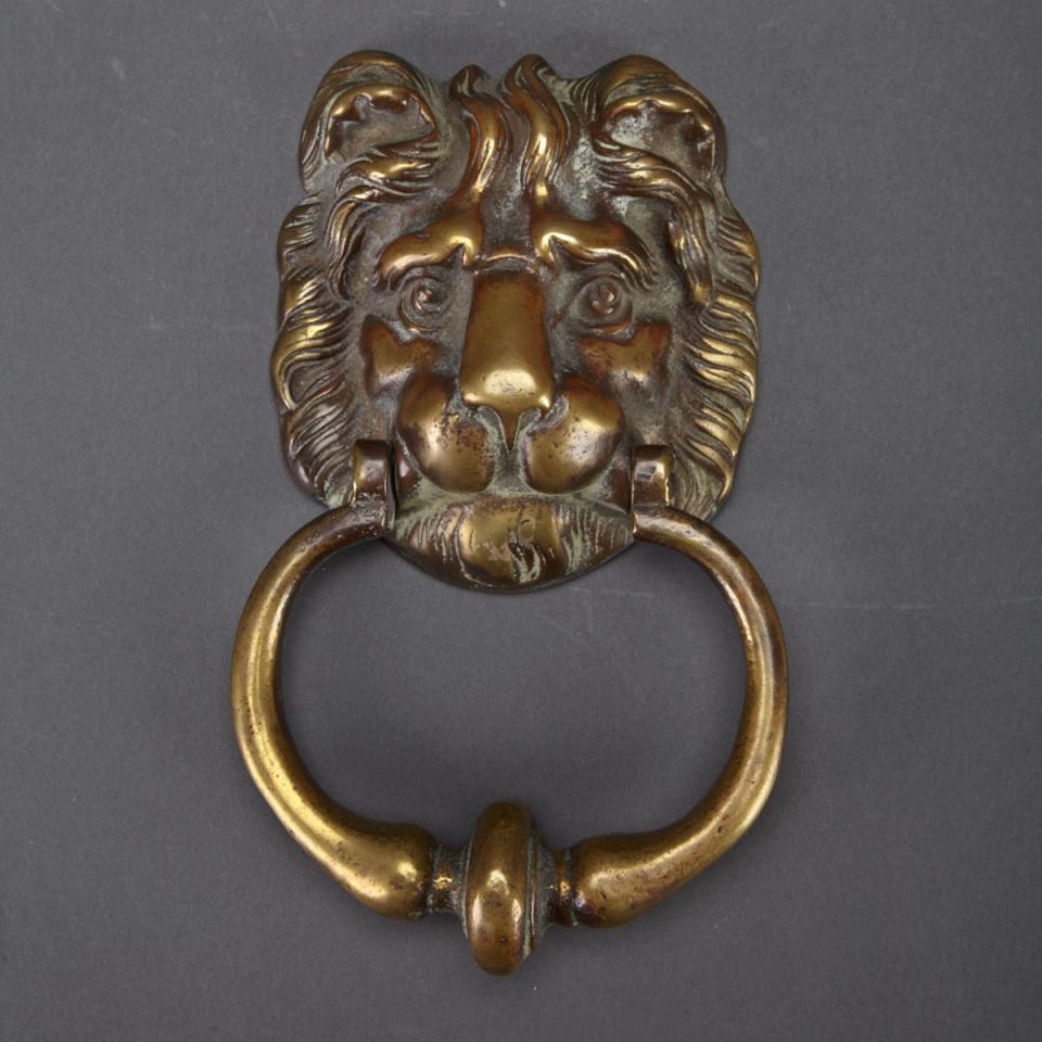 Brass Lion mask Door Knocker, early 20th century