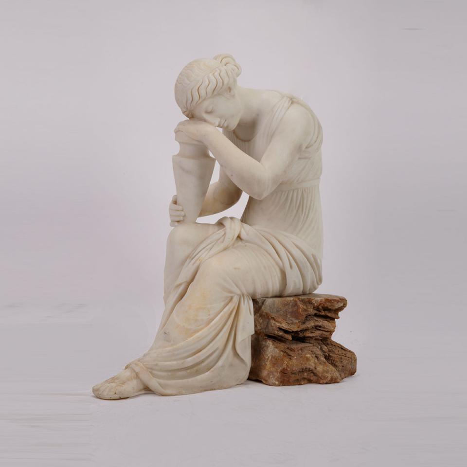 Italian Carved Marble Figure of a Young Woman, 20th century