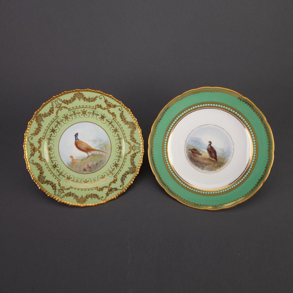 Two Royal Crown Derby Game Bird Plates, Cuthbert Gresley, 1922/29