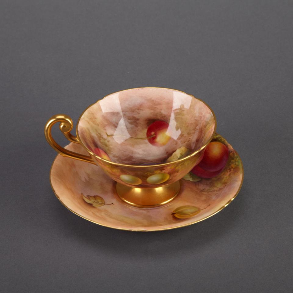Royal Worcester Fruit-Painted Cup and Saucer, Harry Ayrton and Edward Townsend, 1941