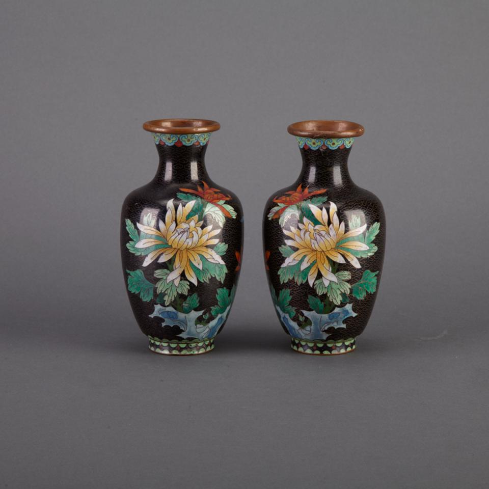 Pair of Chinese Cloisonné Vases, early 20th century