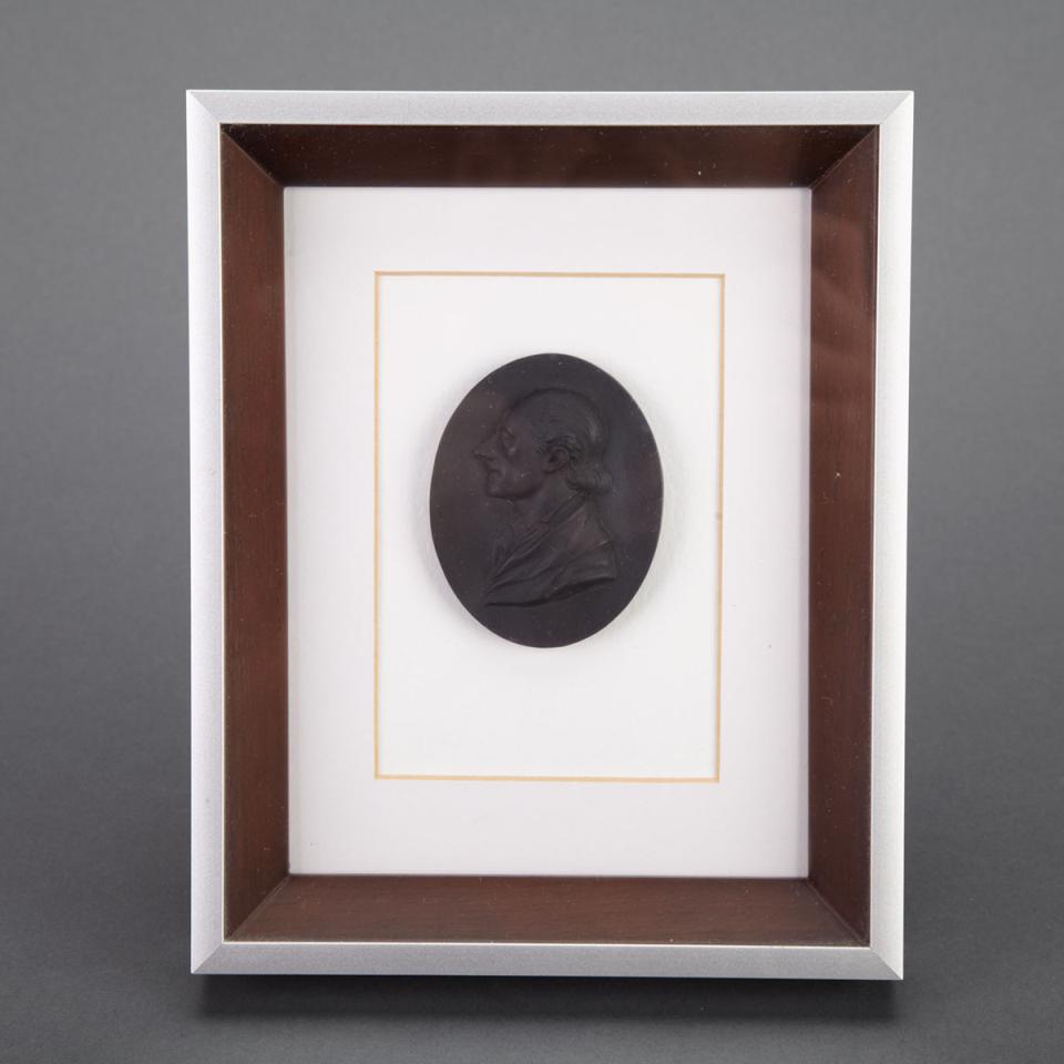 Wedgwood Black Basalt Oval Portrait Medallion of Johann Kaspar Laveter, late 18th/early 19th century