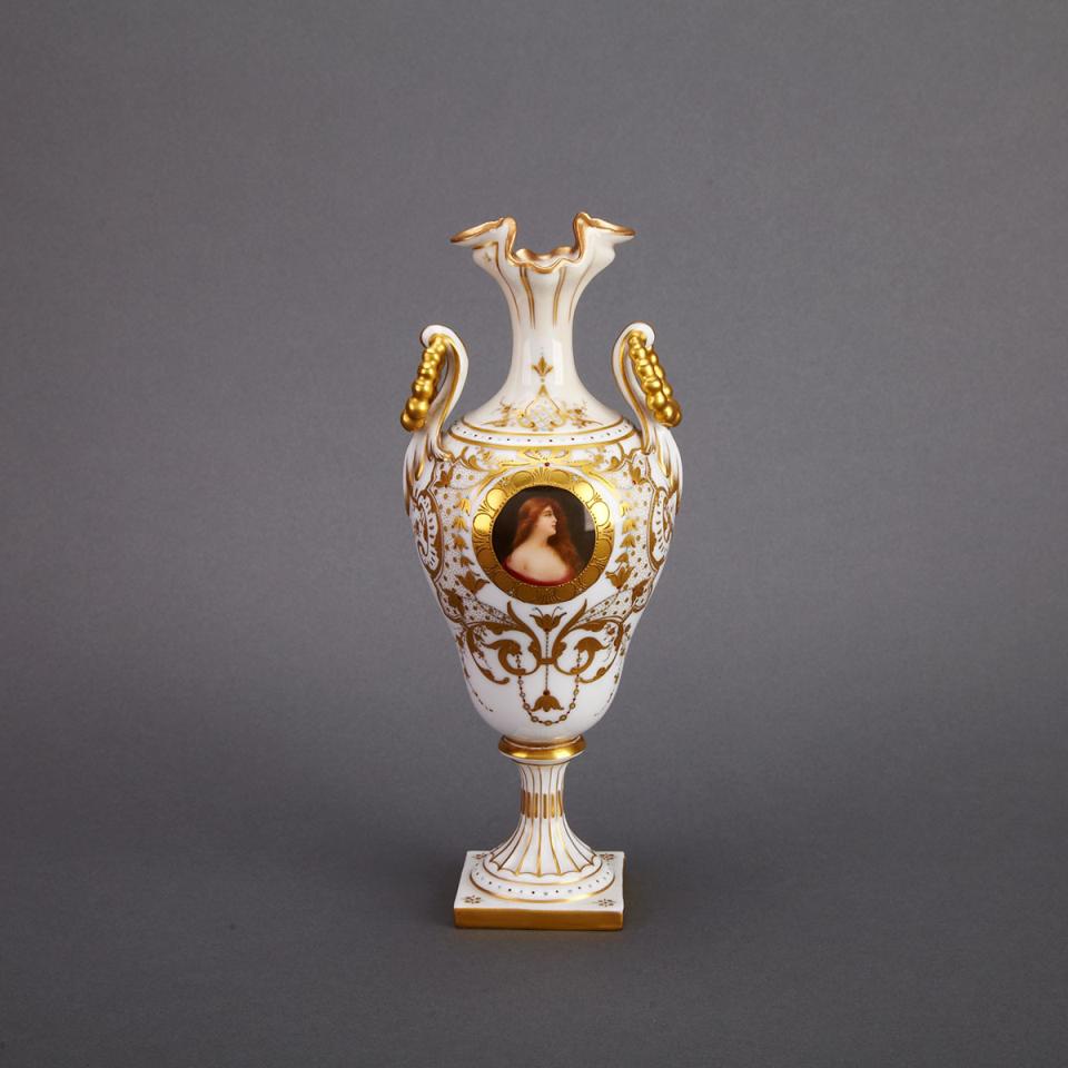 Dresden Two-Handled ‘Jewelled’ Portrait Vase, c.1900
