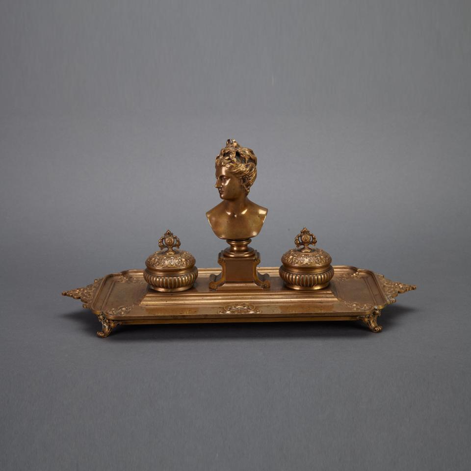 French Gilt Bronze Desk Stand, F. Barbedienne, 19th century