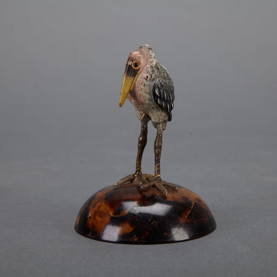 Austrian Cold Painted Bronze Figure of a Marabou Stork, early 20th century