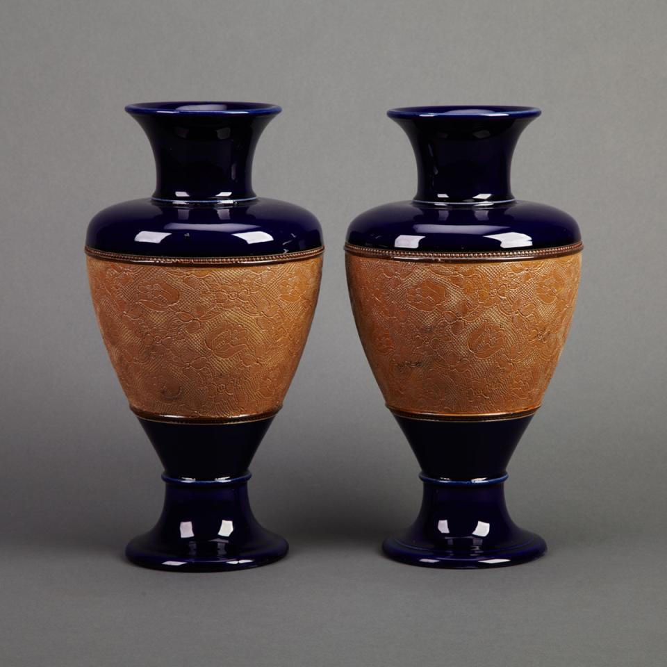Pair Royal Doulton and Slater’s Patent Vases, early 20th century