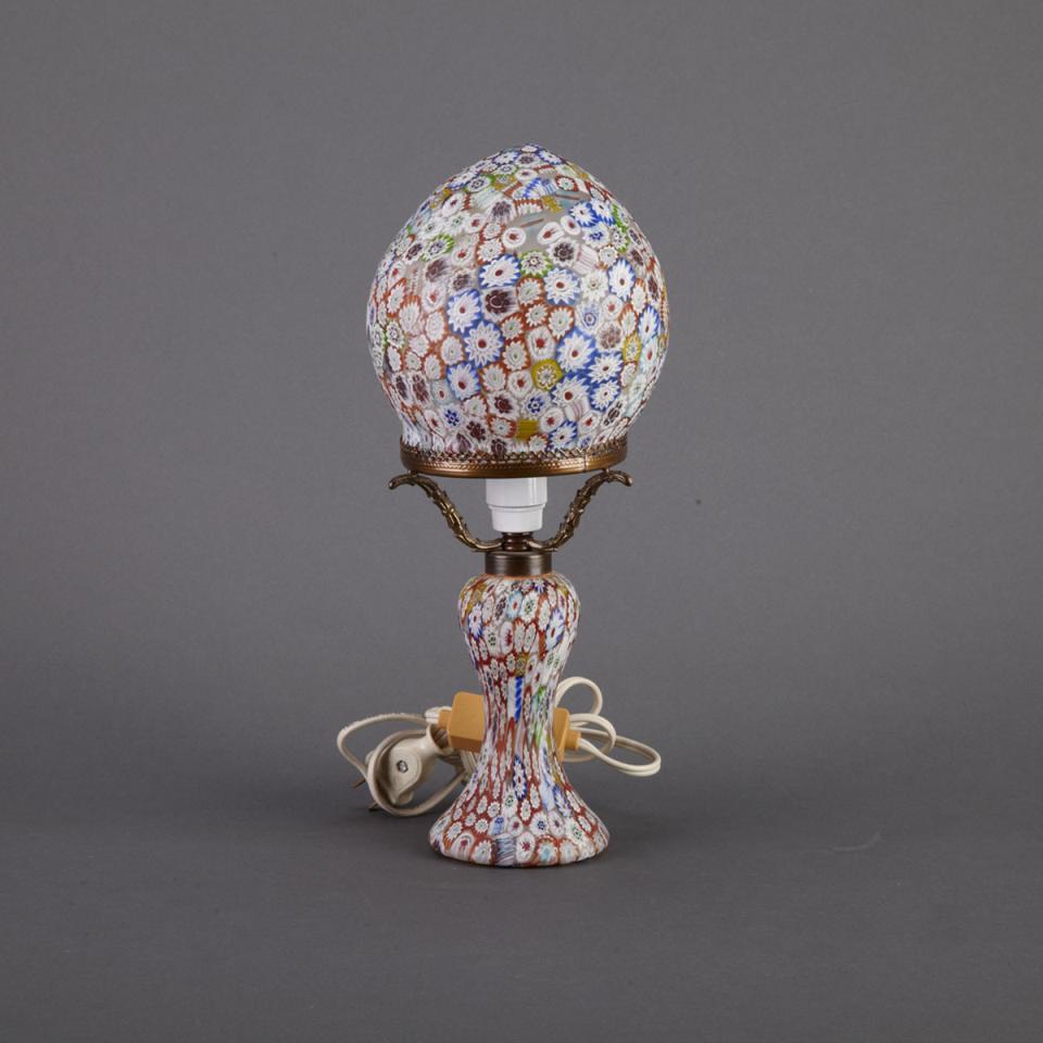 Czechoslovakian Millefiori Glass Boudoir Lamp, 20th century