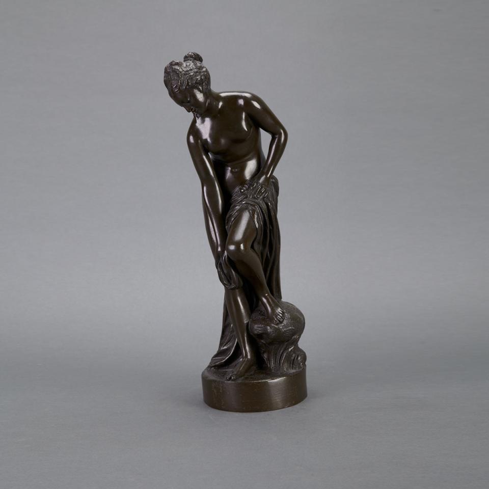 French Bronze Figure of Venus After the Bath, mid 20th century