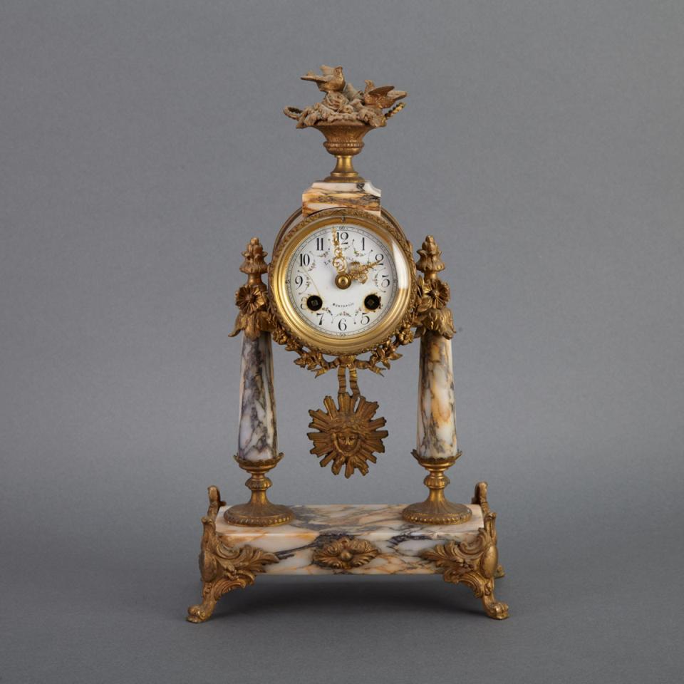 French Marble and Ormolu Mantle Clock, 19th century
