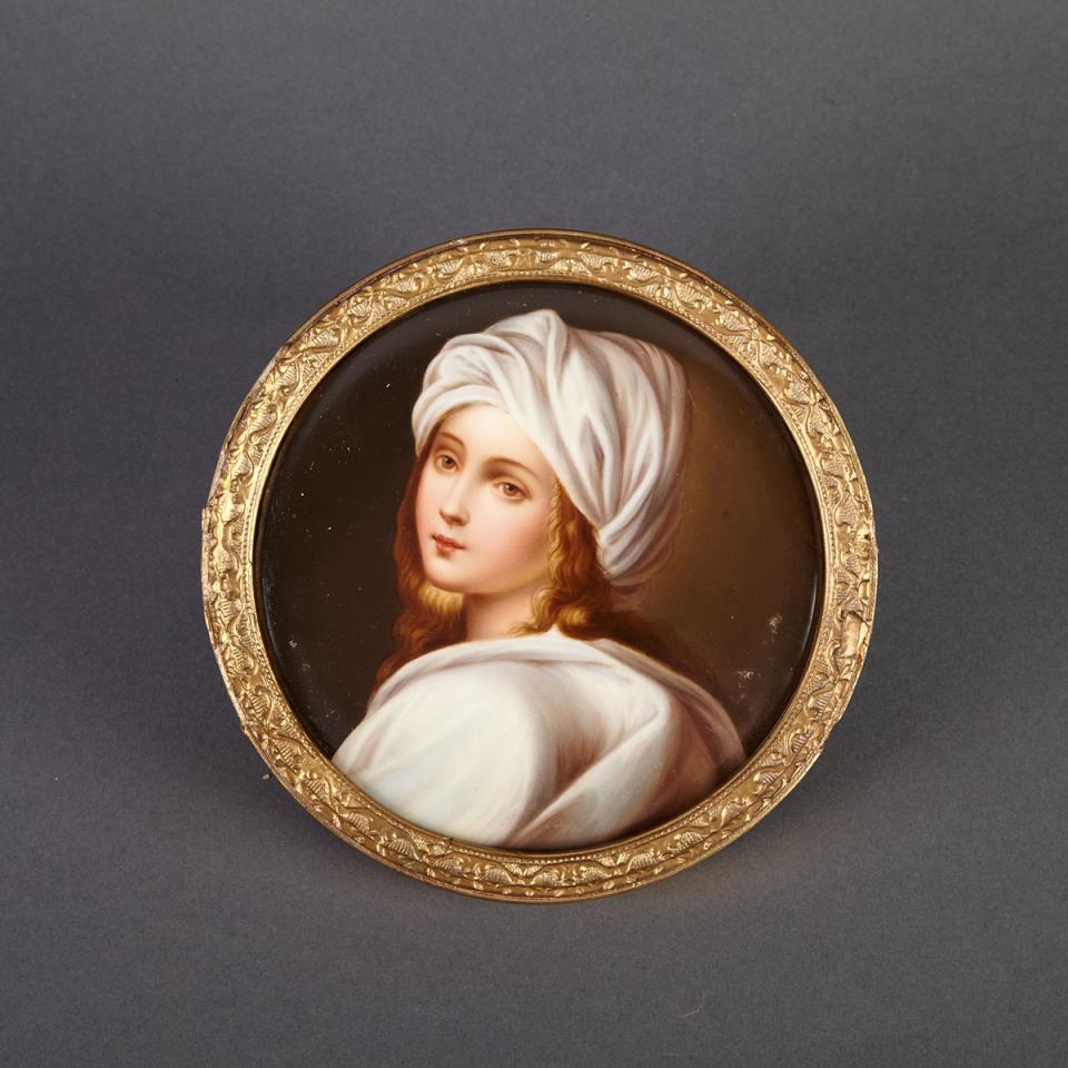 Firenze Circular Plaque of Beatrice Cenci, after Guido Reni, c.1900