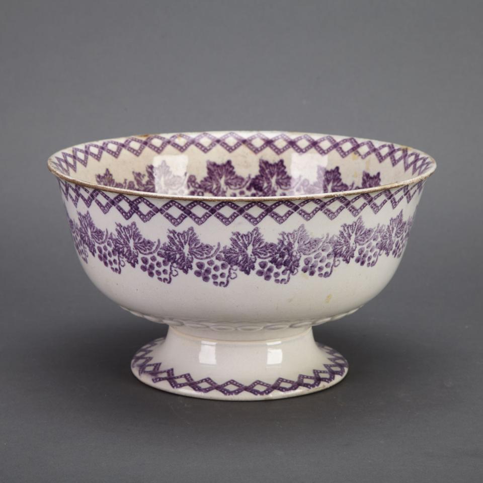 Portneuf Pottery Grape Pattern Footed Bowl, late 19th century