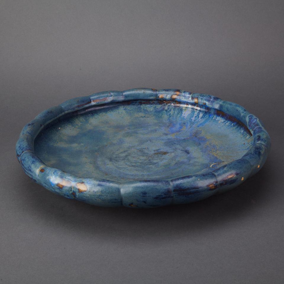 Fulper Blue-Grey Crystalline Glazed Shallow Bowl, early 20th century