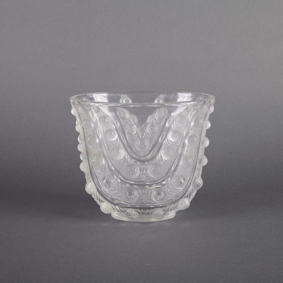 ‘Vichy’, Lalique Moulded Glass Vase, mid-20th century