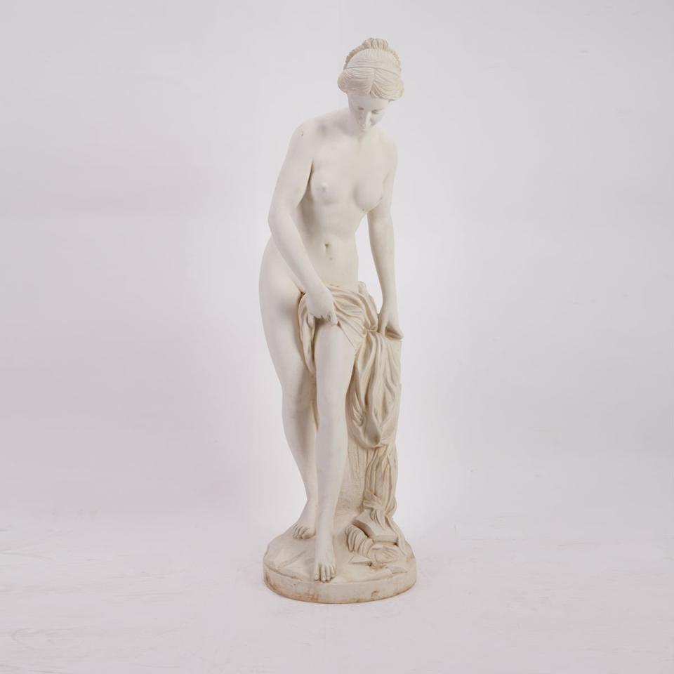 Italian White Composition Garden Figure of a Woman, 20th century