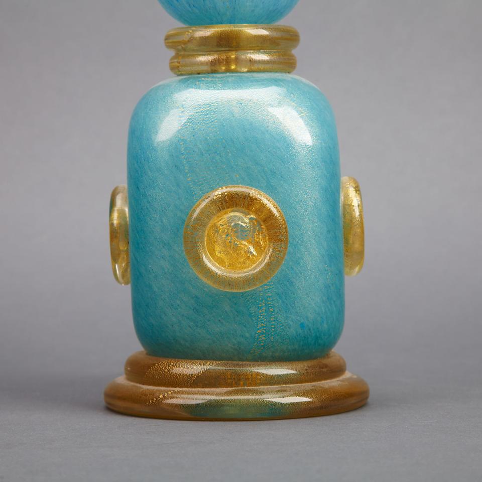 Murano Blue Aventurine Glass Table Lamp, mid-20th century