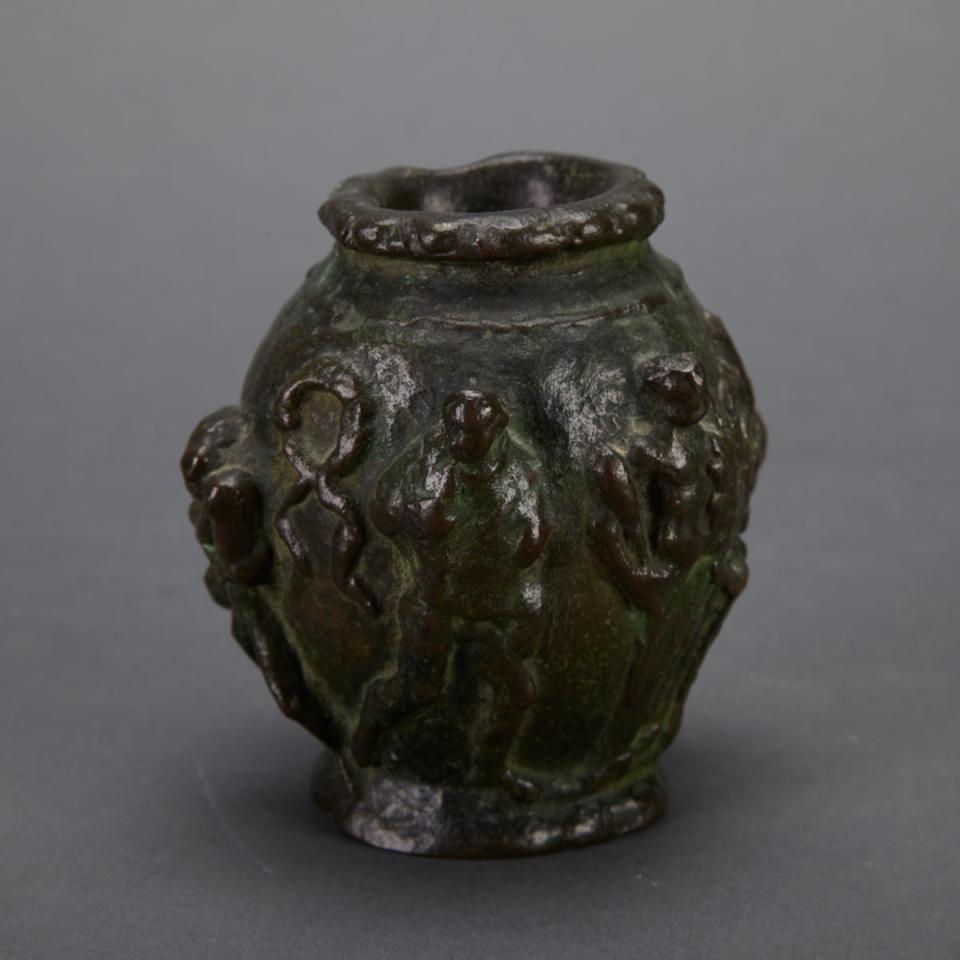 Small Patinated Bronze Vase, mid 20th century